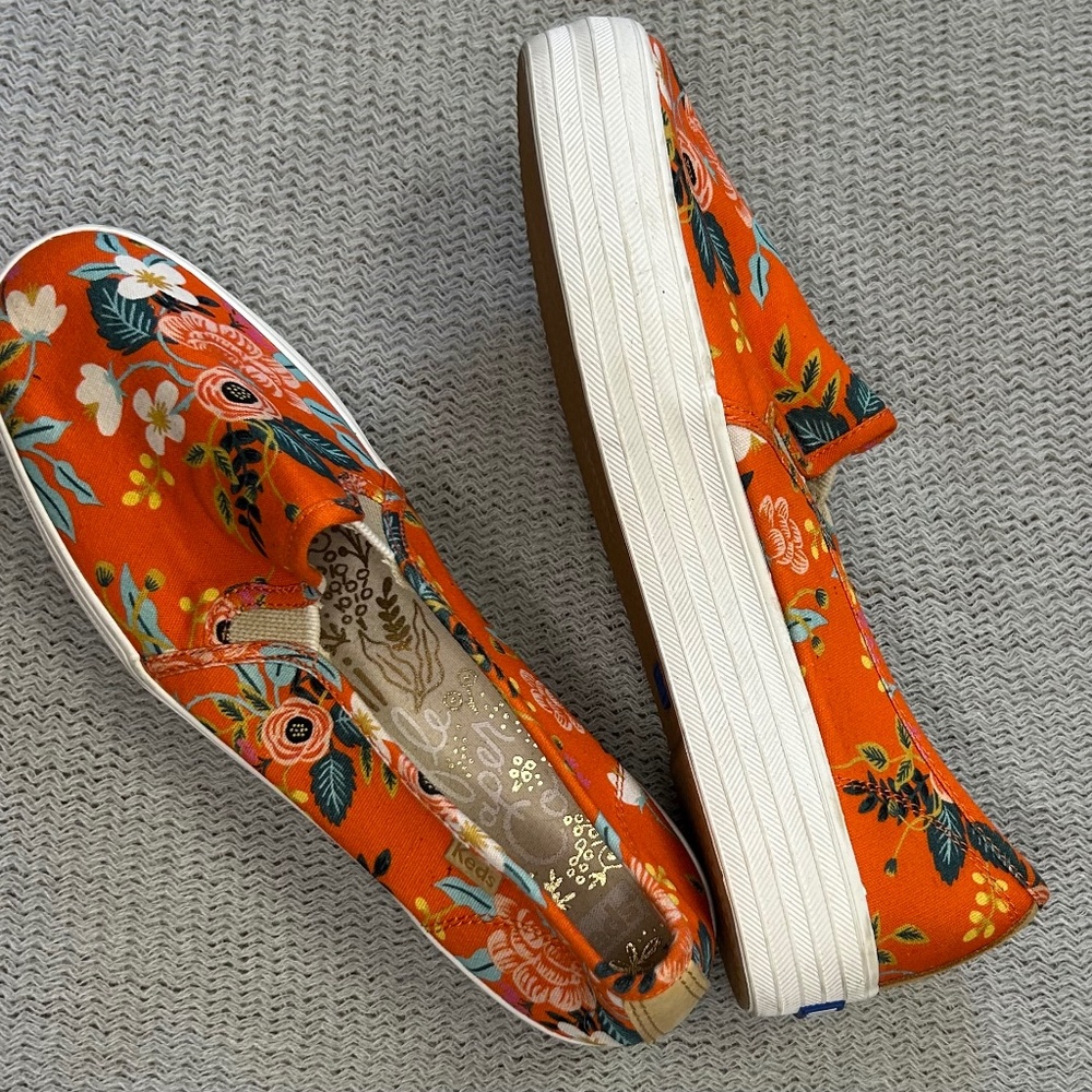 Keds x Rifle orange floral slip-on sneakers (9)
